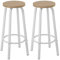 WOLTU Barhocker 2X Bistrohocker Tresenhocker Barstuhl aus MDF und Metall runde Sitzfläche Natur Hell Eiche