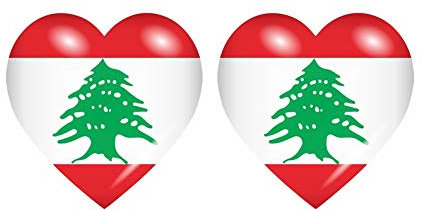 Akachafactory 2X Autocollant Sticker Drapeau Coeur RL Liban