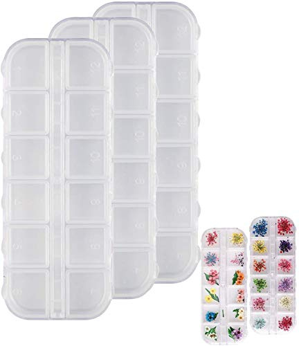 10 Stück Transparent Sortimentskasten Plastik Schmuckschatulle Fächer Sortimentskasten Sortierboxen für Kleinteile Plastik Aufbewahrungsbox 12 Gitter für Schmuck Perlen Trockenblume Nagelzubehör