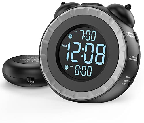 uscce Loud Dual Alarm Clock with Powerful Adjustable Bed Shaker