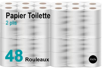FitYo - Mega Pack de Rouleaux de Papier Hygiénique - Double Epaisseur - Usage Domestique ou Professionnel (48 rouleaux)