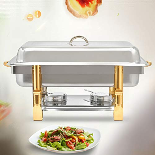 YISSALE Récipient Chauffant en Acier Inoxydable de 9 l - pour Restauration, Buffet et fête - Doré