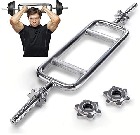tonchean 86,4 cm Trizepsstange Solide Hammer Curl Bar Curl Barbell mit Federhalsbändern Trizeps-Langhantel Trainingsstange Trizeps-Hantelstange für Kniebeugen, Kreuzheben, Shrugs,150 kg