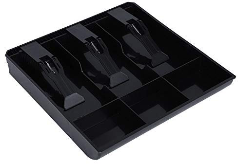Vassoio per Contanti, 24,5 * 24,5 * 3,5cm Cassetto di Cassa a 6 Griglie Cassetto di Cassetto Porta Contanti con 3 Banconote e 3 Monete Rimovibile Cassettiera del Registratore di Cassa