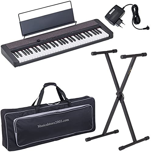 MusicalStore2005 Kit Tastiera 61 Tasti per Casio CT-S1 Black, Inclusi Borsa Imbottita a Tracolla, Stand e Alimentatore - Ideale per Bambini e Studenti