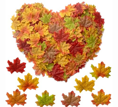 RUIXUE Herbstblätter deko,400 Künstliche Ahornblätter,künstliche Herbstblätter, für Hochzeit, Party, Kunst,Erntedankfest, Basteln