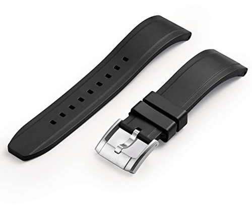 CRAFTER BLUE UX03 Uhrenarmband mit geradem Ende, Gummi, Ersatz für alle Uhren mit 22 mm Breite, Schwarz