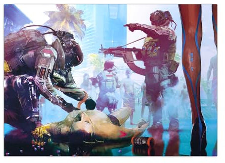 Displate Cyberpunk 2077 Metallposter Cyberpunk Poster Cyberpunk Deko Cyberpunk 2077 Poster Cyberpunk 2077 - Concept Arts - Trauma team in action Poster 32x45cm