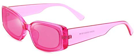 Dollger Rectangle Sunglasses for Women Retro Square Frame Eyewear UV400 protection Fashion Y2K Glasses (Hot Pink)