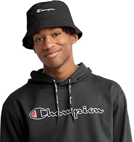 Champion Unisex-Erwachsene, Leichter Baumwollhut, weicher Fischerhut Schlapphut, Schwarz C & Script, S/M