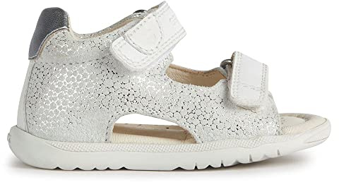 Geox Girls' B Macchia Gir Sandal, Off white silver, 7 UK