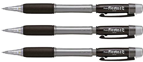 PENTEL Lot de 3 Porte-mines Fiesta II Pointe 0,7 mm Corps Noir