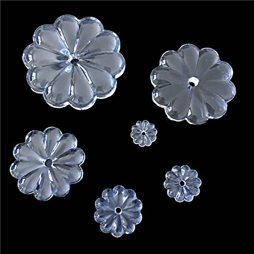Todos los tamaños de perlas de rosetón de cristal transparente con forma de crisantemo, piezas de araña de vidrio para decoración de cortina, 50 mm, 10 unidades