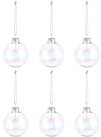FOMIYES 6st Perlen-weihnachtsball Füllbare Kugel Weihnachtsschmuck Christbaumschmuck Zubehör Weihnachtsbaum Hängen Anhänger Dekor Klare Weihnachtsbaumkugeln Ornamente Glas Lob Halloween