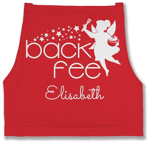 Schürze - Backschürze Damen Frauen - Back Fee I Backfee mit Name I Backen Geschenk - 85x69 - Rot - personalised apron bäckerschürze gift baking backe bäckerschürzen geschenke für bäcker