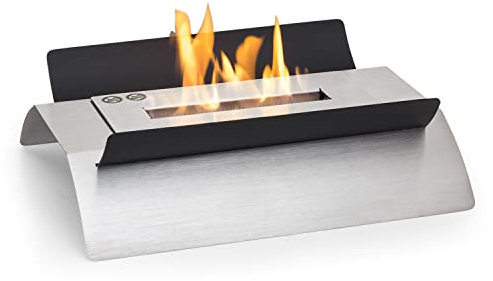 KLARSTEIN Caminetto Bioetanolo da Pavimento, Camino Bioetanolo da Terra Inodore e Senza Fumo, Stufa a Bioetanolo da Interno Esterno, Autonomia 4-6 Ore, Caminetto Bioetanolo da Terra 2.2kW, 45x32x15cm