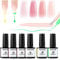Gelike ec Sheer Nude Nagellack – Jelly Light Pink Nagellack mit Yellow Green Gel Liner Set Jelly GelPolish Soak Off UV für Nail Art French Maniküre zu Hause 7 ml 6 Stück