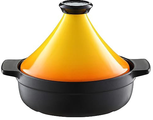 FCSHFC Tajine Topf Moroccan Zum Kochen Heim Emailliertem Antihaft Schmortopf Mit Deckel und 2 Griffe Tagine Marokko Suppentopf (Color : Gelb)