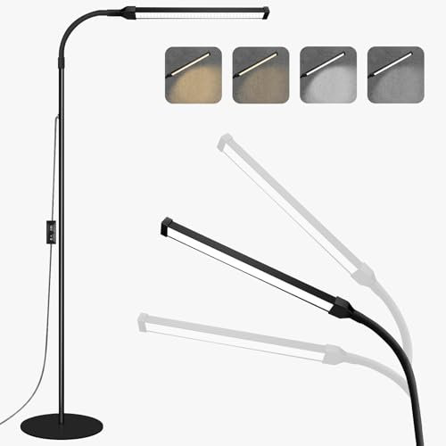 JCOTTON Stehlampe LED Stehlampe Dimmbar Leselampe Stehlampe Wimpern Lampe Kosmetik Lampe mit Schwanenhals 360°Verstellbar für Schlafzimmer Büro