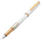 Xezo Speed Master Fountain Pen, Fine Nib. Matte White Color with White Mother of Pearl. Rose Gold Plated. Lightweight Brass Body. No Two Alike