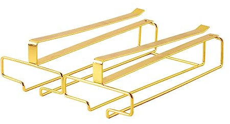 Ioensy Glasses Storage Hanger Hanging Glass Holder Wine Glass Rack Stemware Rack for Cabinet, Gold