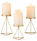 Inweder Candle Holder for Pillar Candles: 3 Pcs Gold Candle Holders Vintage Candle Tray Geometric Pillar Candle Holder Metal Candle Stand for Table Centrepiece Fireplace Wedding Christmas Home Decor