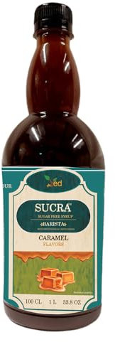 Ved Sirope Premium 1L para Café y Cócteles, sin azúcar sabor Caramelo, Vegano, Sin Gluten y Sin Grasa.
