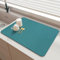 SOQKEEN Dish Drying Mat, 16''x12'' Non Slip Absorbent Draining Mat for Kitchen Counter, Coffee Machine, Sink Protector, Blue