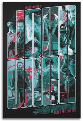 CHNT John Wick Poster, Wandkunst, Leinwandgemälde, Wohnzimmer, Schlafzimmer, Heimdekoration, Büro, Wandposter, Fitnessstudio, Kunstmalerei, 30 x 45 cm