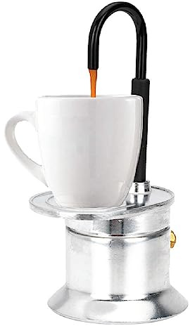 Pissente 1-Cup Aluminum Alloy Moka Pot, Stovetop Espresso Maker with Spout 50ML Single Tube Italian Stovetop Coffee Maker for Travel Outdoor Coffee Enthusiasts, 90 Seconds to Complete
