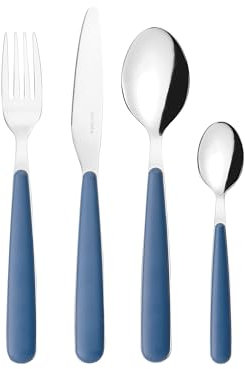 Guzzini - Set 24 posate in acciaio inossidabile, bianco, POP (blu navy)
