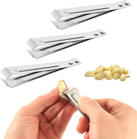 3stk Knoblauch Pinzette, Edelstahl Knoblauchpinzette Knoblauchhaut-Entferner-Werkzeug Fischgrätenpinzette Zwilling Knoblauchschäler-Clips zur Vermeidung von Knoblauchgeruch an Ihren Händen