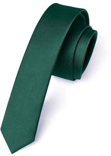 Enlision Cravate Vert Foncé Homme Cravate Fine 4CM Slim Cravates en Soie de Couleur Unie Mariage Fête Travail avec Boîte