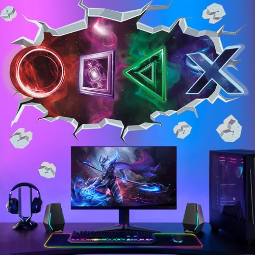 TOARTi 3D Gamer Wall Stickers Gaming Wall Sticker for Boys Bedroom Xbox Playroom Wall Stickers for Teens Video Game Wall Decals for Kids Bedroom Accessories Nursery Decoration Gift