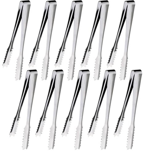 Redamancy 10 Pièces Pince a Glacon, 15,2 cm Pince a Sucre, Pince Bonbon, Pince Inox, Pince à Sucre, Pour Sucre, Biscuit, Buffet, Café, Cuisine et Plus (Argent)