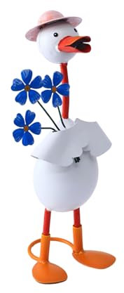 Garten-Entenstatuen, Gartendekoration für Draußen, Innen- und Außendekorationen, Niedliche Enten-Kunstdekoration, Enten-Figuren-Ornament für Hof, Haus, Garten, Terrasse und Büro(blaue Blume)