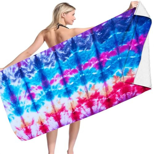 YJSZY Strandtuch Groß Handtuch XL XXL Tie-Dye Abstrakte Kunst Textur Design Microfaser Badetuch Groß Campingtuch Reisehandtuch Schnell Trocknend Sandfrei Ultraleicht Badetuch (Farbe 4,90×180cm)