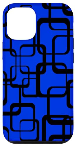 Hülle für iPhone 15 Retro MCM Quadratisches Motiv Vintage Muster 2 Blau