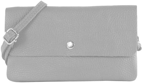 modamoda de - T257 - Echtleder Umhängetasche Small made in Italy, Farbe:Telegrau