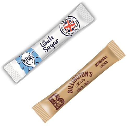 200x Sugar Sachets – 100 White (Silver Spoon) & 100 Brown (Billington’s) Sugar Sticks | Individually Wrapped | Perfect for Home, Office, Camping & Travel | Espresso Yourself Bundle