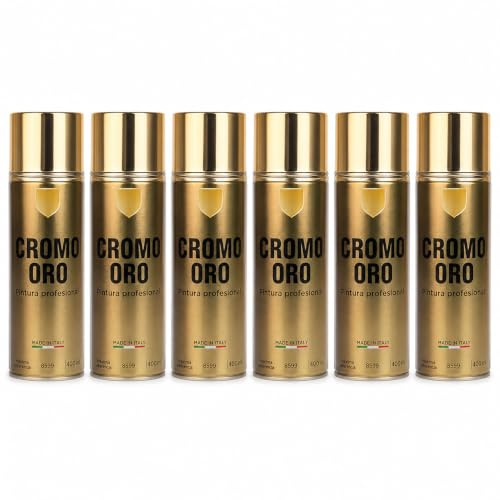 various Pintura Spray Cromo ORo Metalizado Brillo, 6 x 400 ml | Aerosoles de 400 ml con acabado Cromo ORo metalizado brillante para metal, madera, cartón, cerámica y plástico