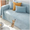 ZGDDPZA Chenille Sofabezug 1 2 3 4 Sitzer L Form Wasserdicht Sofaschoner Kratzfest Sofabezug Ecksofa Sofadecken Für Sitzfläche rutschfest Universelle Sofa Überwurf (Graublau,180 * 300cm)