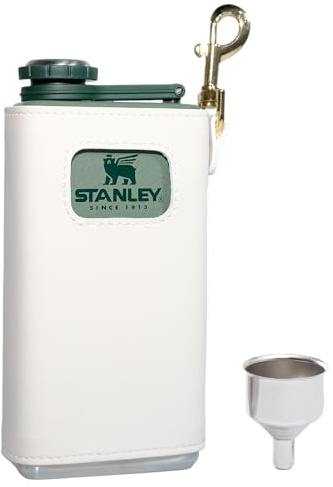 HFDAYL Spirit Flask Leather Case, for Stanley 8oz Legendary Classic Liquor and Spirit Flask, Soft Touch White Leather Wrap with Funnel