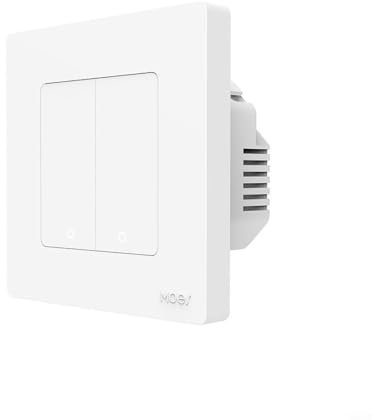 HpLive Touch Light Switch for Moes for Tuya for ZigBee Smart Light Switch Wall Switch Star Ring Series, Single 1 Way (2 Gang White)