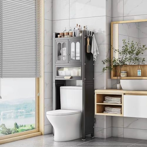 Modern Bathroom Sink Cabinet with Drawer Floor Standing Over The Toilet Storage Unit Black 50cm