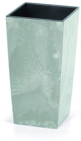 Blumentopf 22x22x42 cm | Übertopf in modernem Design mit Innenbehälter zum Erdensparen | Blumentöpfe aus Kunststoff für stilvolle Pflanzenarrangements | Beton