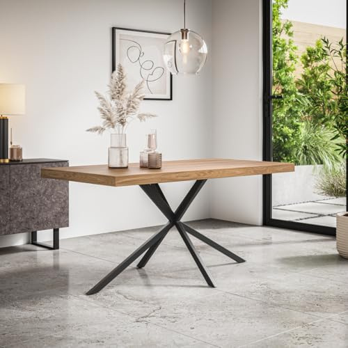 More4Homes DONNI 4-6 SEATER DINING TABLE w BLACK LEGS (Oak Effect)