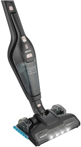 SENCOR SVC 0675BK EUE2 Kabelloser 4-in-1 Staubsauger mit Wischmopp – Staubsauger und abnehmbares Handgerät, Li-Ion Akku 25,2V, motorisierte Cat&Dog Bürste 50 min Laufzeit HEPA-Filter