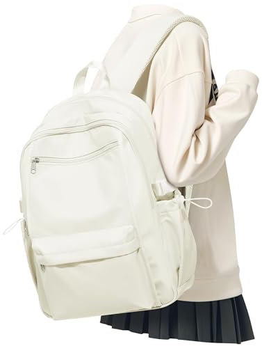 Schulrucksack Damen Leichter Rucksack Schule Beige14 Zoll Laptop Reiserucksack, Travel Backpack Schultaschen für Mädchen Jungen Teenager, School bag College Bookbag Boys Men Causal Work Daypack