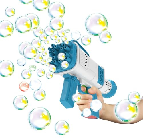 LeftField Toys | Hubble Bubble 24-Hole Bubble Blaster - Light up Bubble Machine for Kids - Fun Outdoor Toy